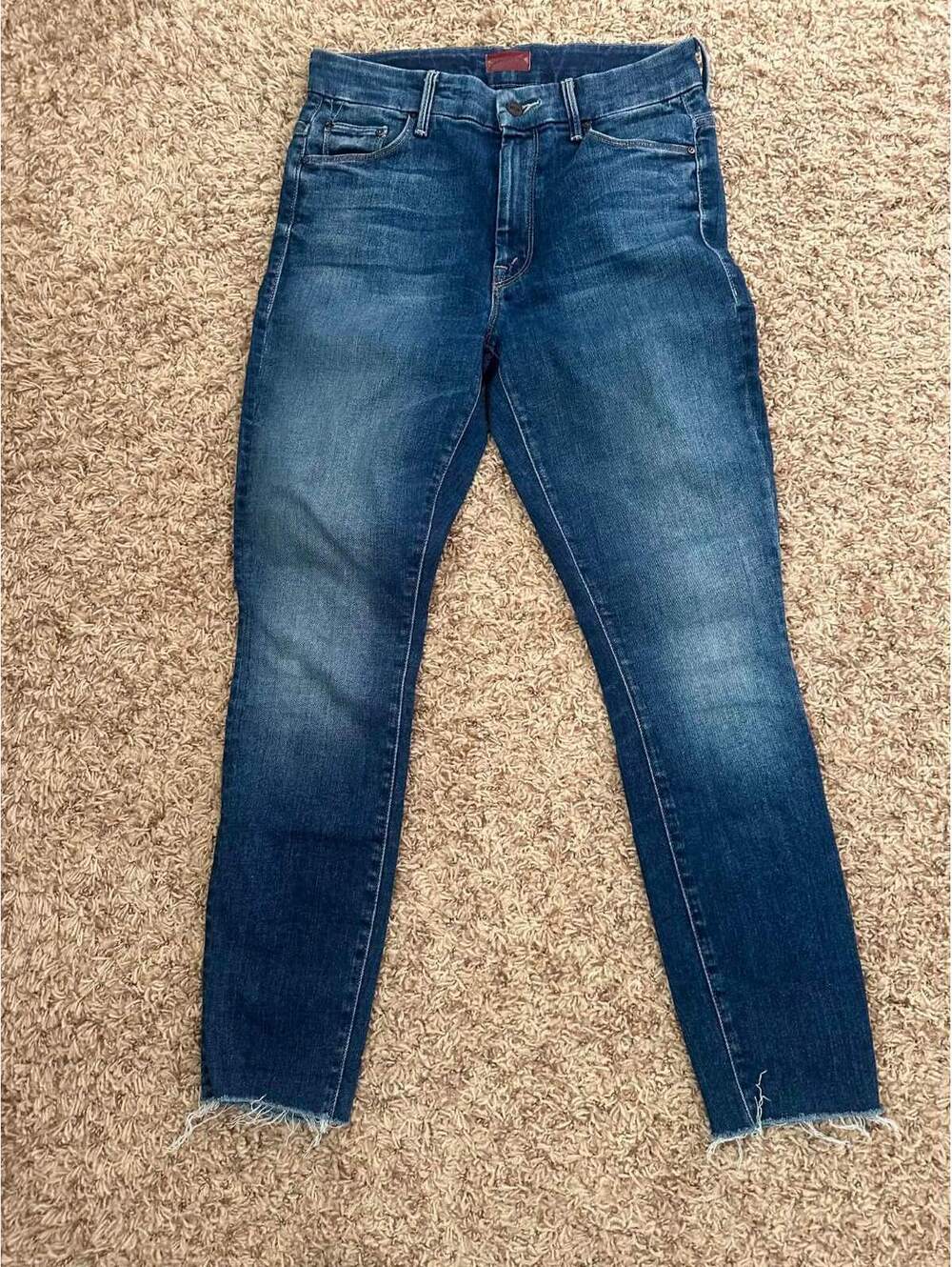 Mother High Waisted Looker Ankle Fray Jeans Size: 27 - Picture 2 of 6